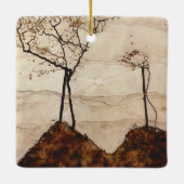 Autumn Sun en Trees van Egon Schiele,  kunst Keramisch Ornament (Achterkant)