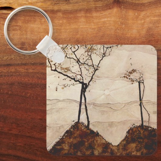Autumn Sun en Trees van Egon Schiele,  kunst Sleutelhanger (Voorkant)