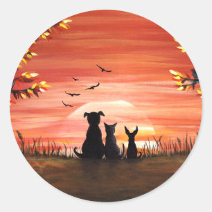 Autumn Sunset Ronde Sticker