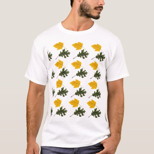 Autumn Symmetry Leaf Pattern T-shirt (Voorkant)