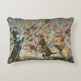 Autumn Tailwag Whimsical Golden Retriever Dogs Oil Accent Kussen