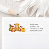 Autumn Teddy Bear Baby shower Retouradres Etiket (Insitu)