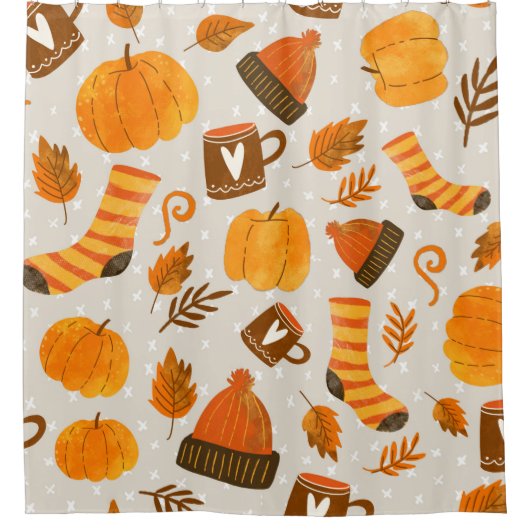 Autumn Theme Seamless Pattern Tile Douchegordijn (Voorkant)