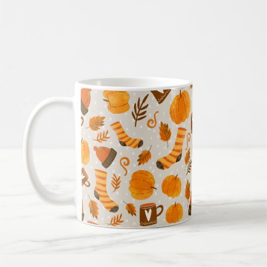 Autumn Theme Seamless Pattern Tile Koffiemok (Links)