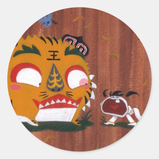 Autumn Tiger Ronde Sticker (Voorkant)