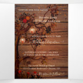 Autumn Tree Lanterns Mariage Tri-fold Invitation (Intérieur au milieu)