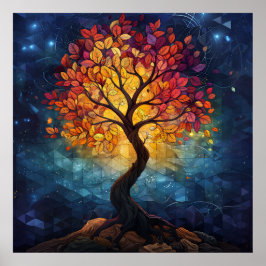 Autumn Tree Mosaic Geometric Radiance Poster