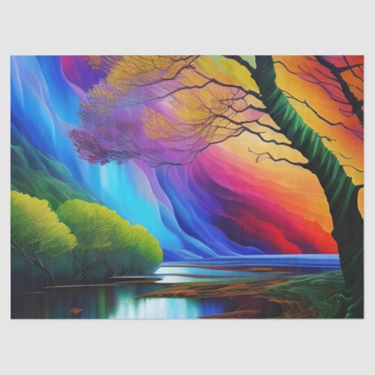 Autumn Tree Rainbow Ridge serene waters Tissuepapier (Voorkant)