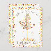 Autumn Tree Thanksgiving Sla de datum op Uitnodiging Briefkaart (Voorkant / Achterkant)