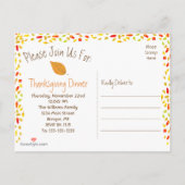 Autumn Tree Thanksgiving Sla de datum op Uitnodiging Briefkaart (Achterkant)