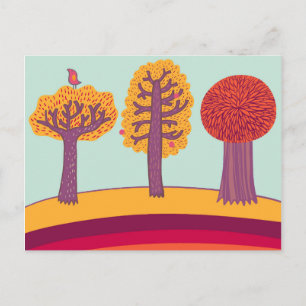 Autumn Trees en vogels Briefkaart