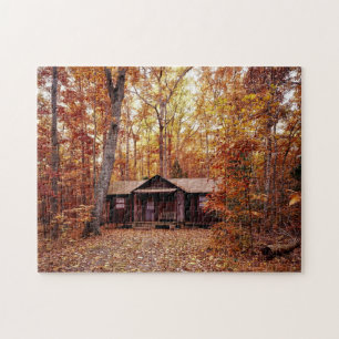 Autumn Trees Log Cabin Foto Puzzle Legpuzzel