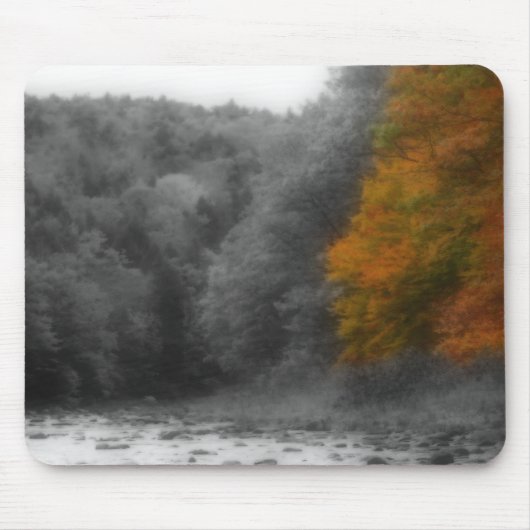 Autumn Trees Natuur Black White Mousepad Muismat (Voorkant)