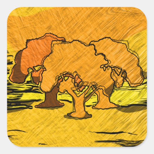 AUTUMN TREES VIERKANTE STICKER (Voorkant)