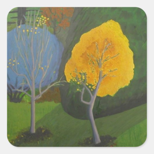 Autumn Trees Vierkante Sticker (Voorkant)
