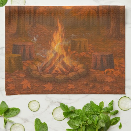 Autumn Twilight Bonfire Kitchen Towels Theedoek (Gevouwen)