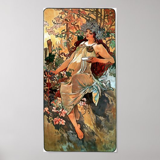 Autumn van Alfons Mucha 1896 Poster (Voorkant)