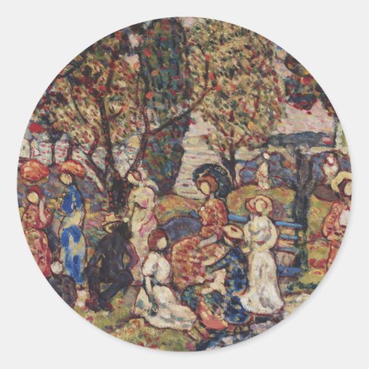 Autumn van Maurice Prendergast,  Kunst Ronde Sticker (Voorkant)