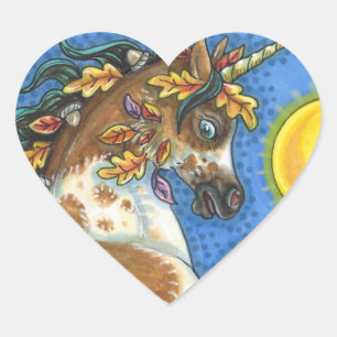 AUTUMN VERLAAT OP EEN UNICORN STALLION, DIE HORSE HART STICKER