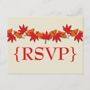 Autumn verliest RSVP-Briefkaart RSVP-grens, rood/O Uitnodiging Briefkaart