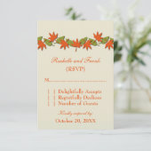 Autumn verliest RSVP-kaart rand, Oranje/groen RSVP Kaartje (Staand voorkant)