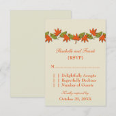 Autumn verliest RSVP-kaart rand, Oranje/groen RSVP Kaartje (Voorkant / Achterkant)