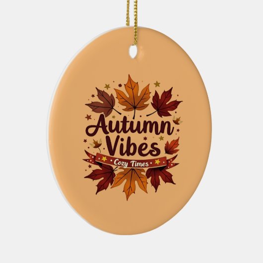 Autumn Vibes Cosy Fall Leaves Design Keramisch Ornament (Rechts)