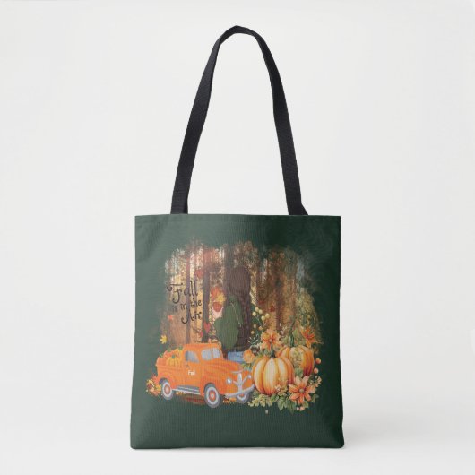Autumn Vibes, een auto geladen met pompoen Draagtas (Voorkant)