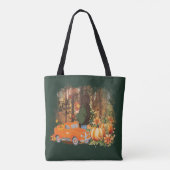 Autumn Vibes, een auto geladen met pompoen Draagtas (Achterkant)