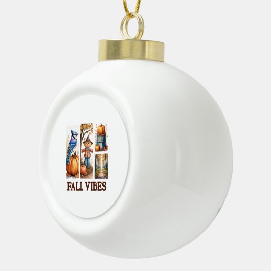 Autumn Vibes Herfst Vibes Keramische Bal Ornament (Rechts)