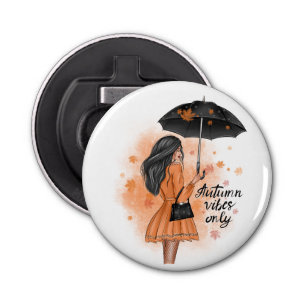 Autumn Vibes only Herfst Mode Girl Button Flesopener