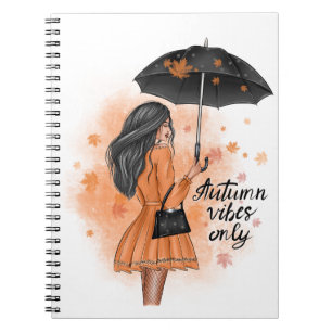 Autumn Vibes only Herfst Mode Girl Notitieboek