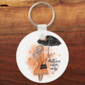 Autumn Vibes only Herfst Mode Girl Sleutelhanger (Voorkant)
