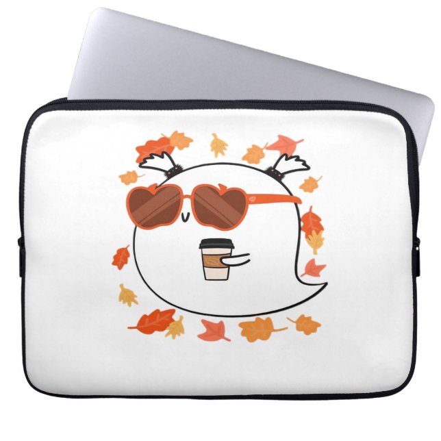 Autumn Vibes Schattige Ghost Classic T-shirt Laptop Sleeve (Voorkant)