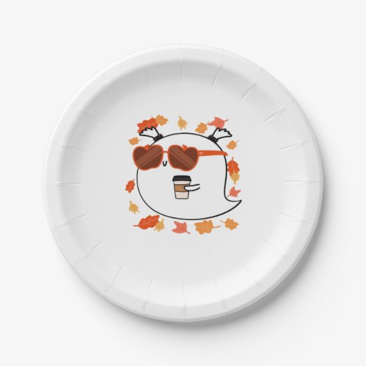 Autumn Vibes Schattige Ghost Classic T-shirt Papieren Bordje (Voorkant)