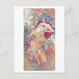 Autumn (Vier seizoenen), Alphonse Mucha Briefkaart