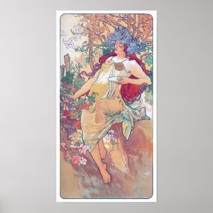 Autumn (Vier seizoenen), Alphonse Mucha Poster