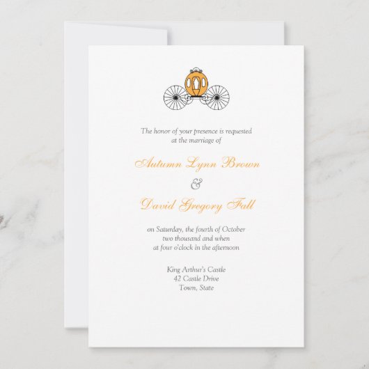 Autumn Wedding Invitations Pumpkin Carriage (Devant)
