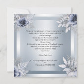 Autumn Wedding Silver Blue Floral Bouquet Kaart (Achterkant)