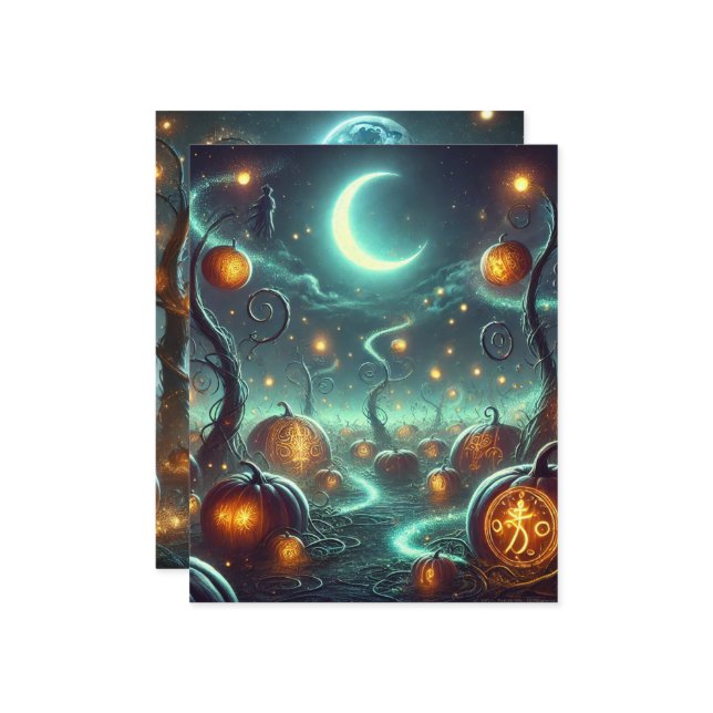 Autumn Whimsigoth Pumpkin Patch Scrapbook Paper (Voorkant / Achterkant in situ)