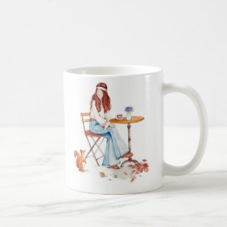Autumn Whimsy – Girl, Coffee & Curious Squirrel Mu Koffiemok