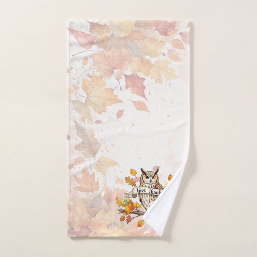 Autumn Whimsy – Thanksgiving Owl with Fall Leaves Bad Handdoek (Handdoek)