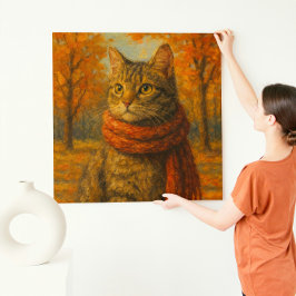Autumn Whiskers Een gezellige kat in de Herfst Bre Canvas Afdruk