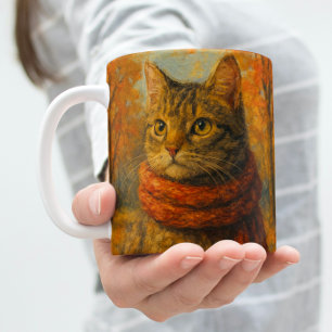 Autumn Whiskers Een gezellige kat in de Herfst Bre Koffiemok