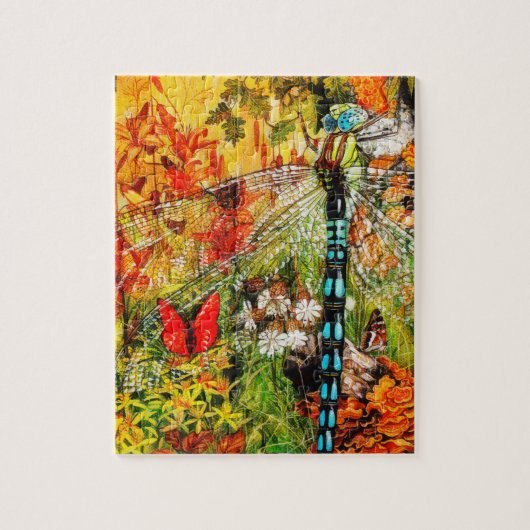 Autumn Wild Forest Dragon Fly Legpuzzel (Verticaal)