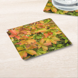 Autumn wilde wijnstokbladeren vierkante kartonnen onderzetter