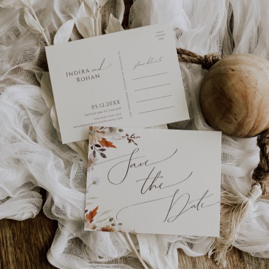 Autumn Wildflower Beige Save The Date Briefkaart