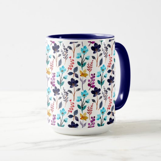 Autumn Wildflower Blauw en Paarse Two-Tone Mok (Voorkant rechts)