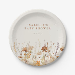 Autumn Wildflower Field Baby shower Papieren Bordje