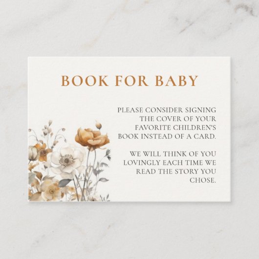 Autumn Wildflower Herfst Baby shower Boeken voor B Informatiekaartje (Voorkant)